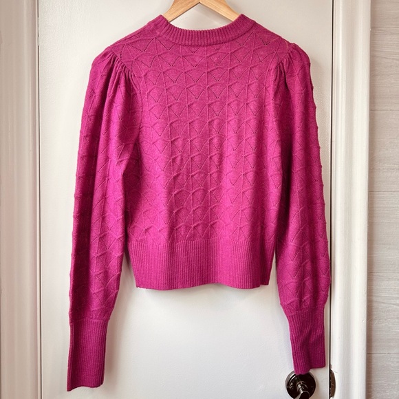 Nwt Frank And Oak Pointelle Sweater Bold Pink - Picture 8 of 13